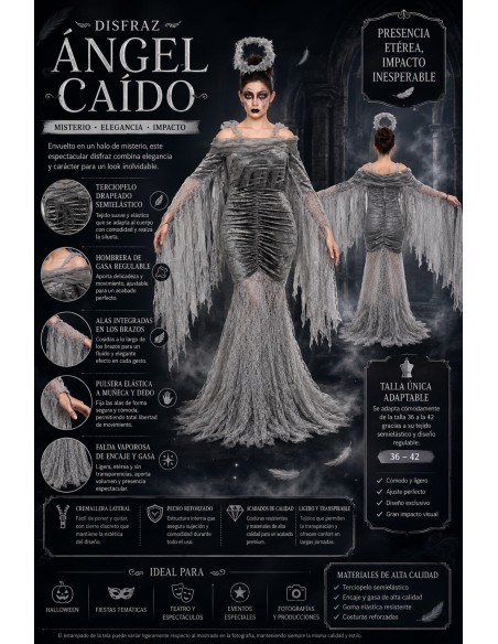 Costume Angelo Nero Taglia M Nuovo | Costumi per Adulti Il Re del Carnevale